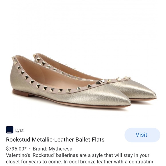 Valentino Shoes - Valentino Rockstud Flats in Metallic ✨